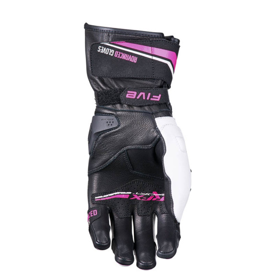 Gants moto femme Racing Five RFX Sport Evo - Blanc Rose Fluo