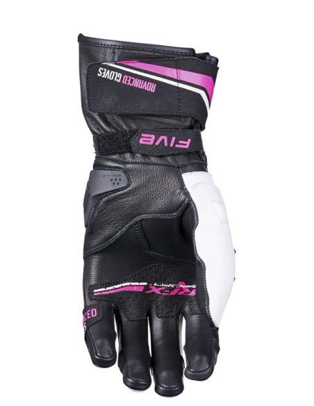Gants moto femme Racing Five RFX Sport Evo - Blanc Rose Fluo
