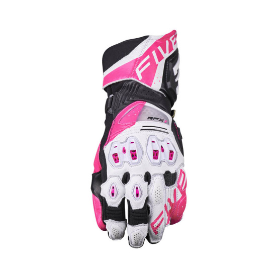 Gants moto femme Racing Five RFX1 Evo - Blanc Rose Fluo