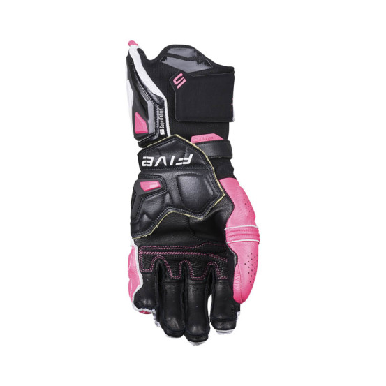 Gants moto femme Racing Five RFX1 Evo - Blanc Rose Fluo