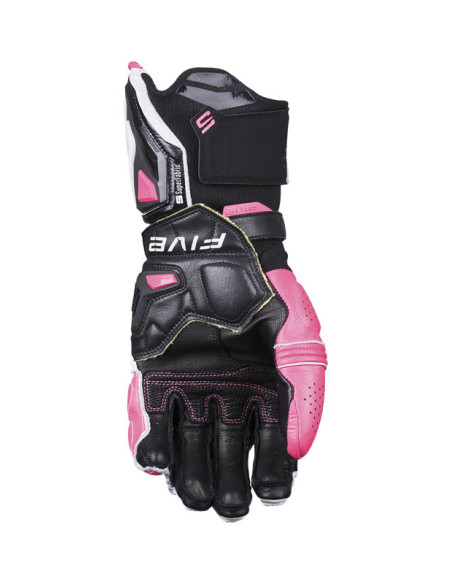 Gants moto femme Racing Five RFX1 Evo - Blanc Rose Fluo