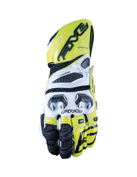Gants moto Racing Performance Five RFX RACE - Blanc Jaune Fluo
