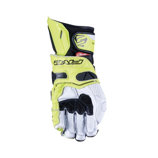 Gants moto Racing Performance Five RFX RACE - Blanc Jaune Fluo