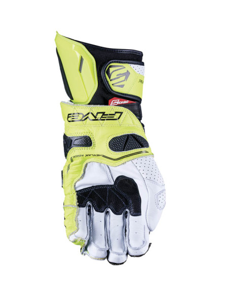 Gants moto Racing Performance Five RFX RACE - Blanc Jaune Fluo