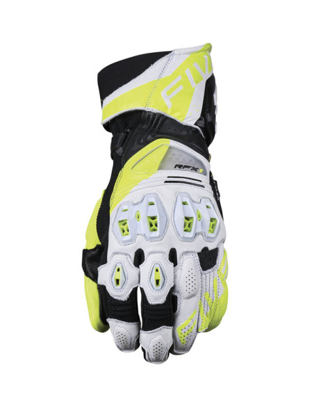 Gants moto Racing Performance Five RFX1 Evo - Blanc Jaune Fluo