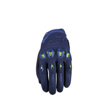 Gants moto Route Performance Five Stunt Evo 2 - Bleu Nuit Jaune Fluo