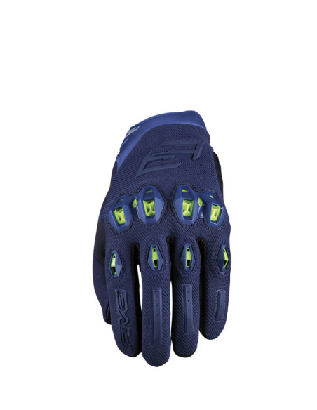 Gants moto Route Performance Five Stunt Evo 2 - Bleu Nuit Jaune Fluo
