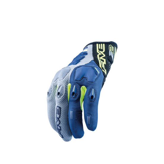 Gants Cross Five E2 - Gris Jaune Fluo Bleu