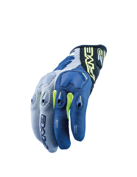 Gants Cross Five E2 - Gris Jaune Fluo Bleu