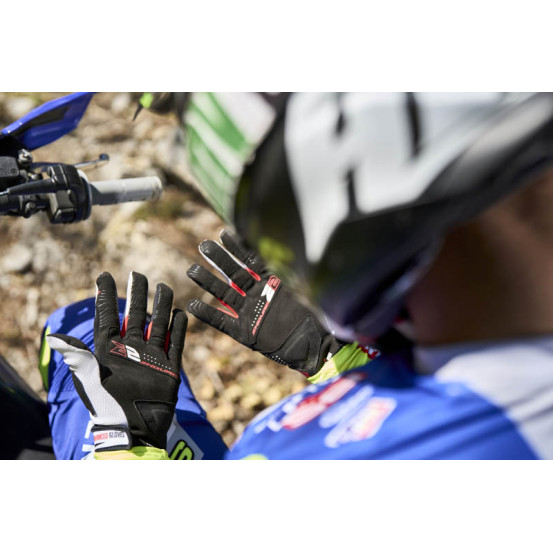 Gants Cross Five E2 - Blanc Noir Rouge