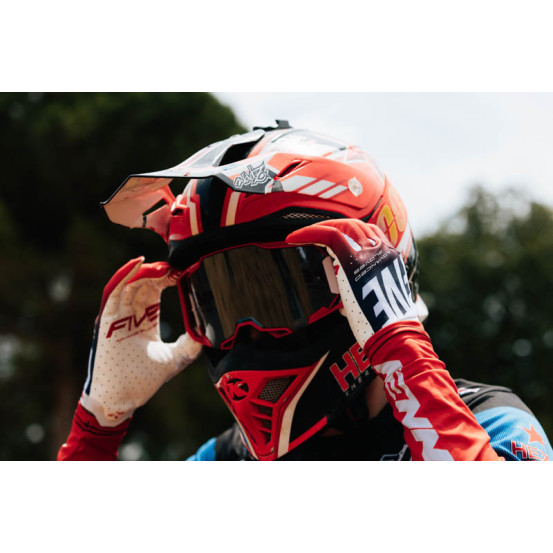 Gants Cross Five MXF2 Evo Split - Blanc Rouge Bleu