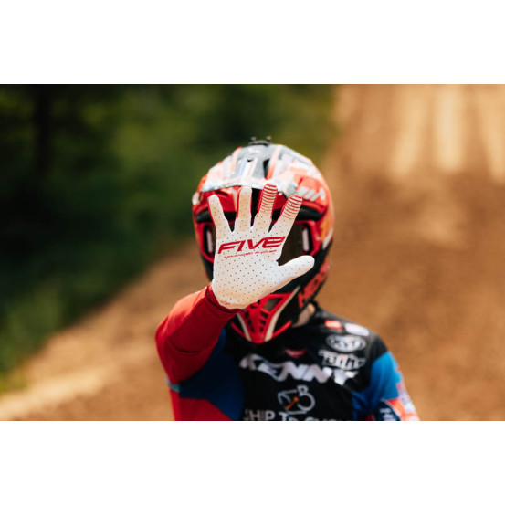 Gants Cross Five MXF2 Evo Split - Blanc Rouge Bleu