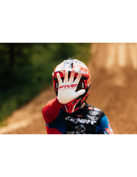 Gants Cross Five MXF2 Evo Split - Blanc Rouge Bleu