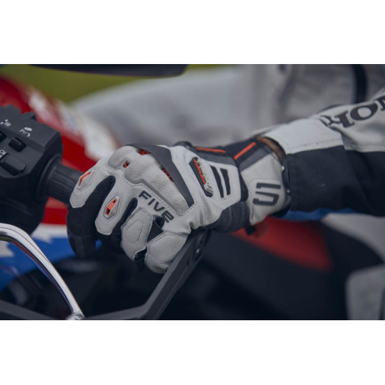 Gants moto Adventure Five TFX1 Airflow Court - Gris Rouge Fluo