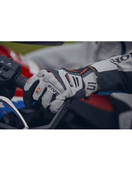 Gants moto Adventure Five TFX1 Airflow Court - Gris Rouge Fluo
