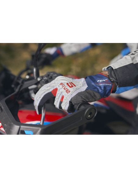 Gants moto Adventure Five TFX5 - Gris Bleu Rouge