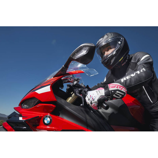 Gants moto femme Racing Five RFX1 Evo - Blanc Rose Fluo