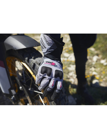 Gants moto femme Adventure Five TFX2 WP - Gris Rose