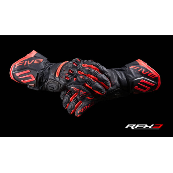 Gants moto Racing Performance Five RFX3 Evo - Noir Rouge Fluo