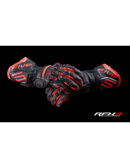 Gants moto Racing Performance Five RFX3 Evo - Noir Rouge Fluo
