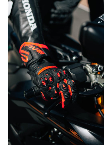 Gants moto Racing Performance Five RFX3 Evo - Noir Rouge Fluo
