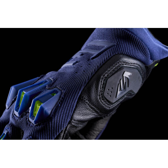 Gants moto Route Performance Five Stunt Evo 2 - Bleu Nuit Jaune Fluo