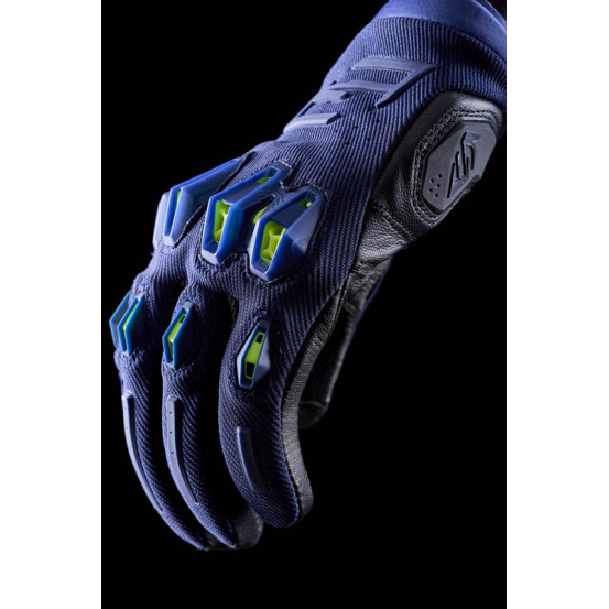 Gants moto Route Performance Five Stunt Evo 2 - Bleu Nuit Jaune Fluo