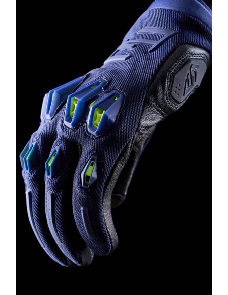 Gants moto Route Performance Five Stunt Evo 2 - Bleu Nuit Jaune Fluo