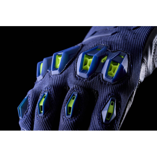 Gants moto Route Performance Five Stunt Evo 2 - Bleu Nuit Jaune Fluo