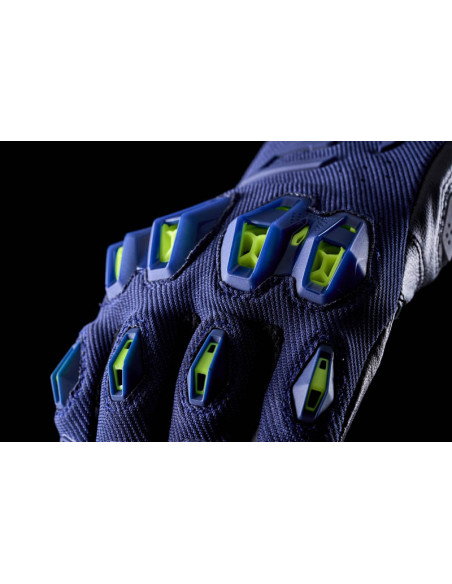 Gants moto Route Performance Five Stunt Evo 2 - Bleu Nuit Jaune Fluo