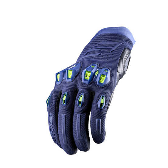 Gants moto Route Performance Five Stunt Evo 2 - Bleu Nuit Jaune Fluo