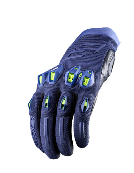 Gants moto Route Performance Five Stunt Evo 2 - Bleu Nuit Jaune Fluo