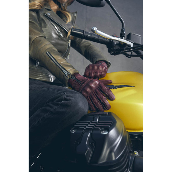 Gants moto femme Custom Five Kansas - Rouge Burgundy