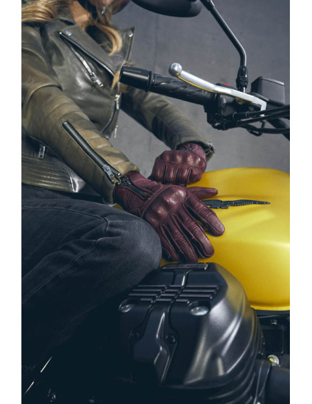 Gants moto femme Custom Five Kansas - Rouge Burgundy