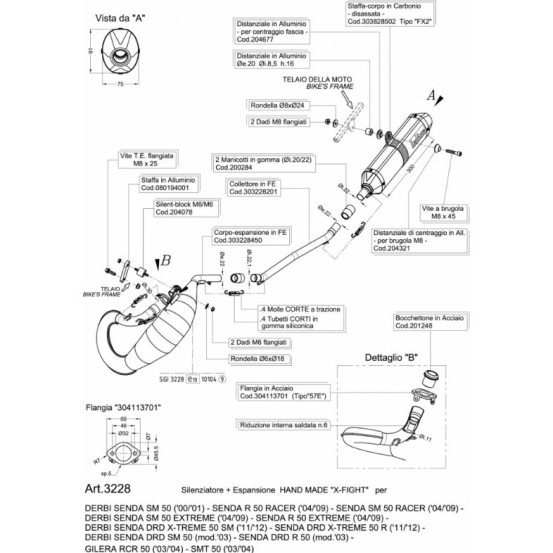 Silencieux LEOVINCE X-FIGHT inox - DERBI 50 DRD / SENDA / X-TREME - GILERA 50 RCR / SMT