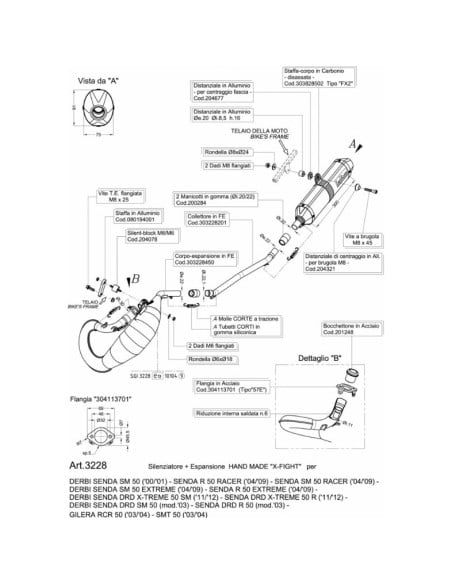Silencieux LEOVINCE X-FIGHT inox - DERBI 50 DRD / SENDA / X-TREME - GILERA 50 RCR / SMT