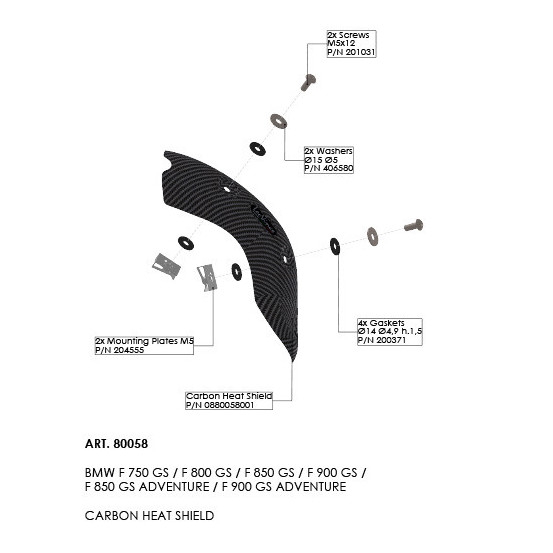 Pare-chaleur en carbone LEOVINCE - BMW F 750 GS / F 850 GS 2018 - 2024 / F 800 GS / F 900 GS / ADVENTURE 2024 - 2025