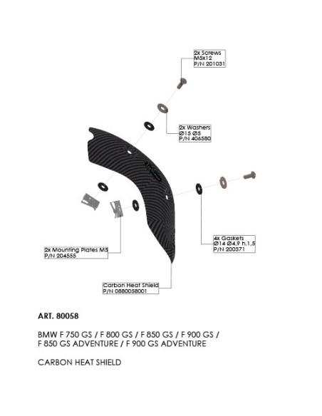 Pare-chaleur en carbone LEOVINCE - BMW F 750 GS / F 850 GS 2018 - 2024 / F 800 GS / F 900 GS / ADVENTURE 2024 - 2025