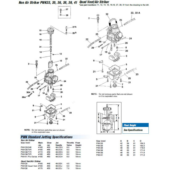 Flotteur KEIHIN PWK 28 / PE 24