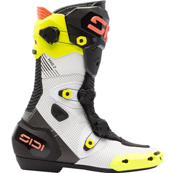 Bottes moto Sidi Mag 2 Air - Noir Blanc Jaune Fluo Corail