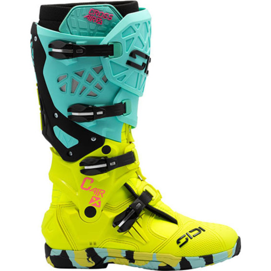 Bottes cross Sidi crossair X - Cyan Jaune Fluo