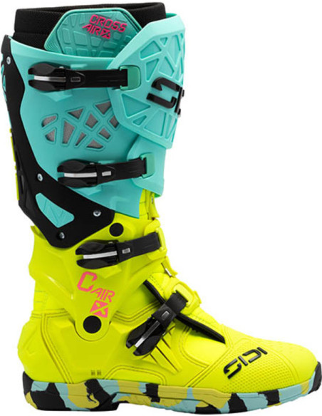 Bottes cross Sidi crossair X - Cyan Jaune Fluo