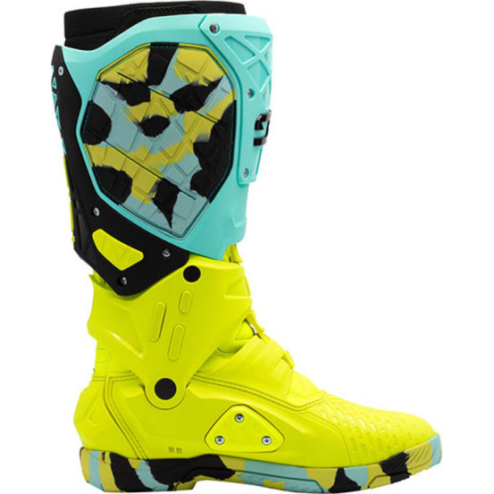 Bottes cross Sidi crossair X - Cyan Jaune Fluo