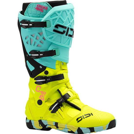 Bottes cross Sidi crossair X - Cyan Jaune Fluo