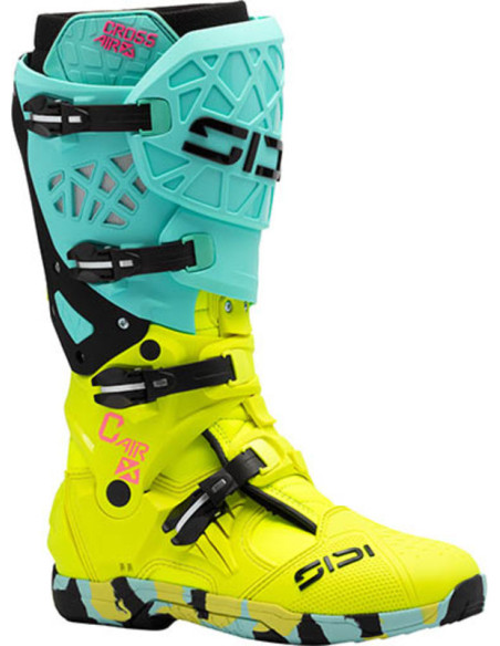 Bottes cross Sidi crossair X - Cyan Jaune Fluo