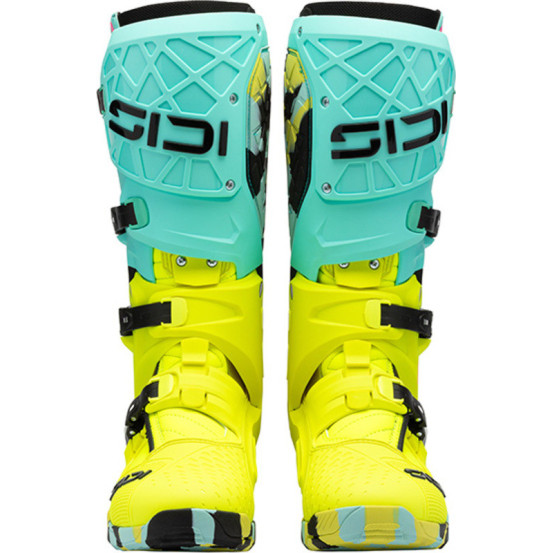 Bottes cross Sidi crossair X - Cyan Jaune Fluo