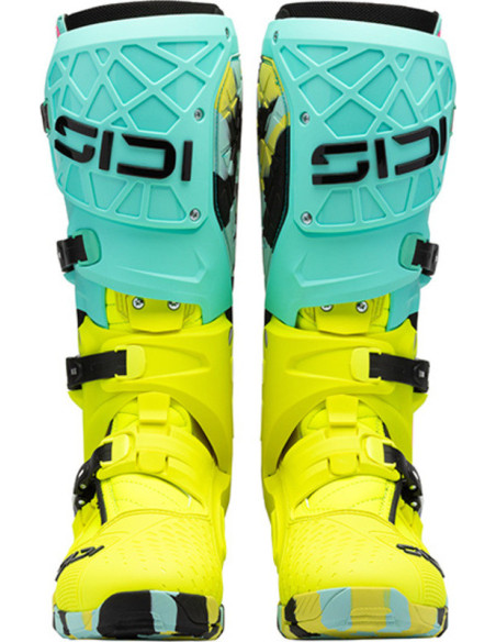 Bottes cross Sidi crossair X - Cyan Jaune Fluo