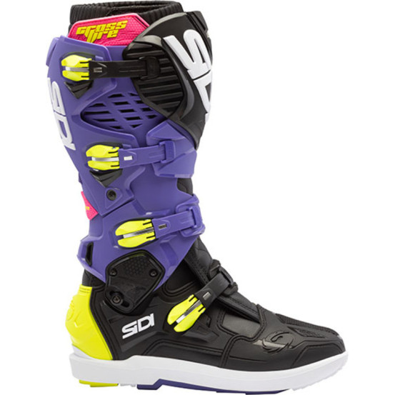 Bottes cross Sidi crossfire 3 SRS - Violet Noir Jaune Fluo