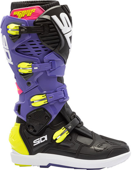 Bottes cross Sidi crossfire 3 SRS - Violet Noir Jaune Fluo