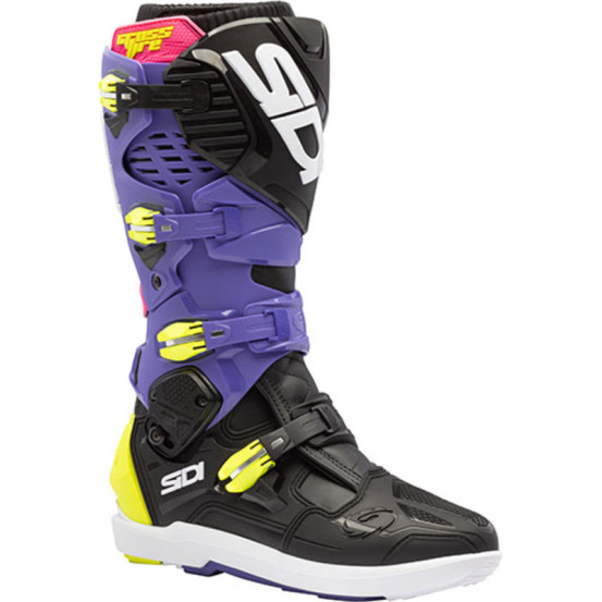 Bottes cross Sidi crossfire 3 SRS - Violet Noir Jaune Fluo